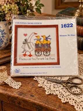Vintage Creative Circle “Moments We Share” Counted Cross Stitch Kit #1622 Comple
